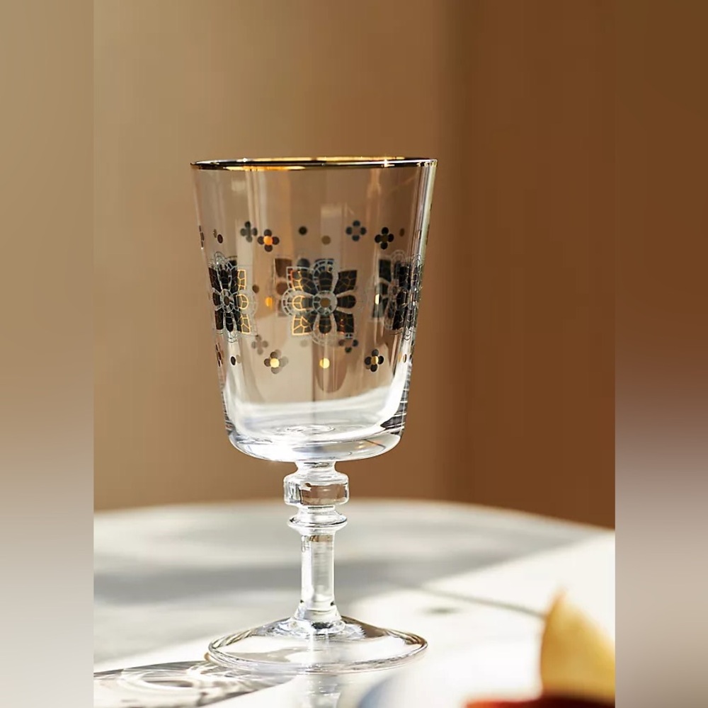 Anthropologie Bistro Tile Wine Glasses, Set of 2, NWT